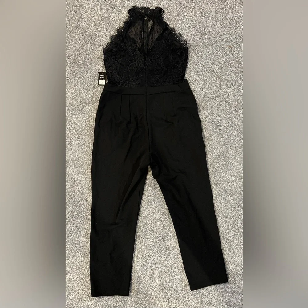 NWT EXPRESS Lace Halter Black Jumpsuit - Picture 6 of 11